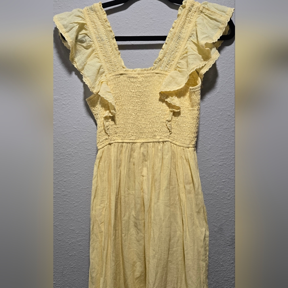 Nwt Aerie Yellow Ruffle Maxi Dress Size Small - Picture 5 of 11